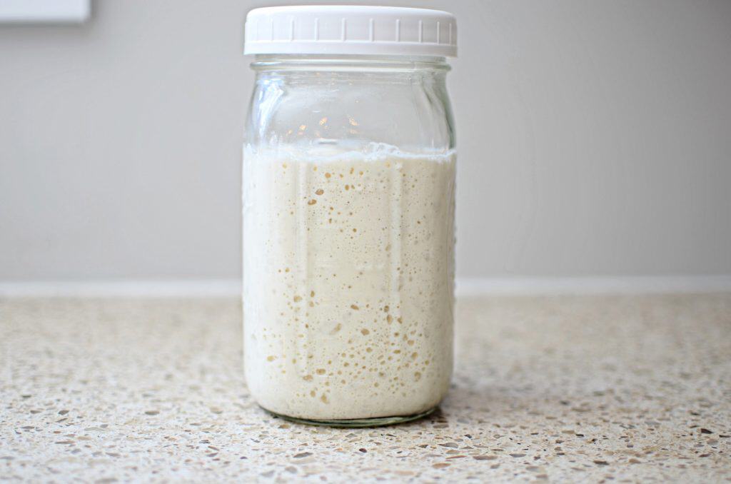 mason jar with sourdough starter