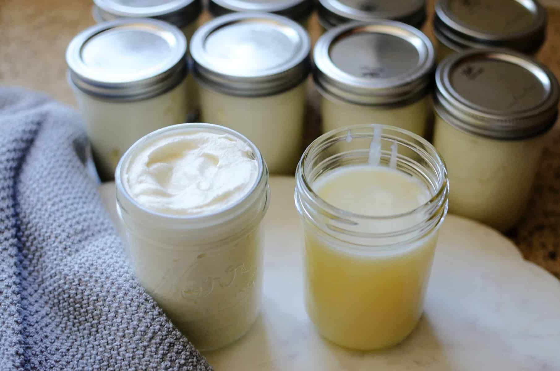 Many jars of tallow balm