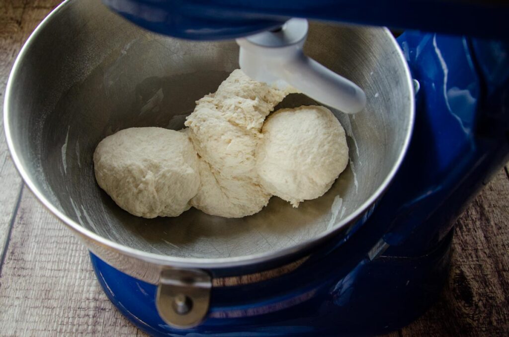 mixing the dough with a stand mixer