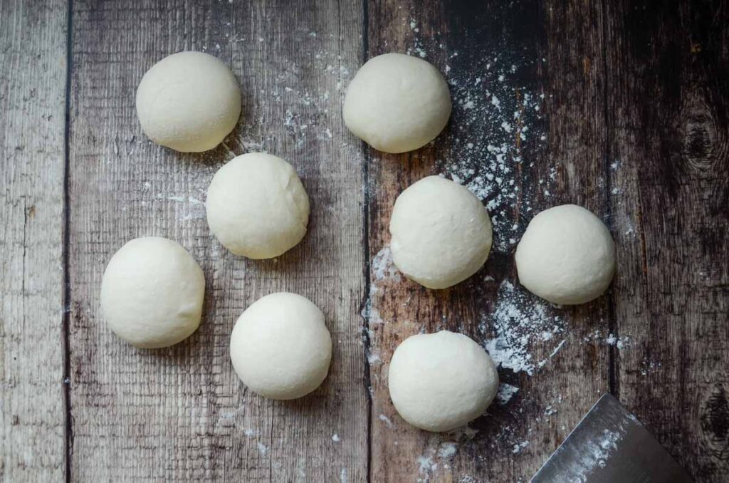 8 sourdough English muffin dough balls 