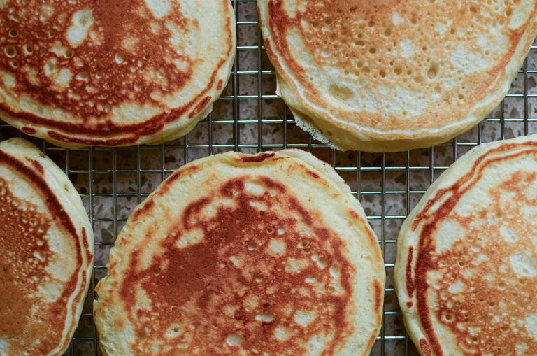 sourdough discard pancakes on cooling rack