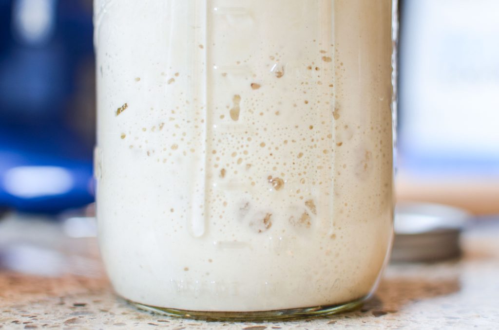 Sourdough starter in mason jar