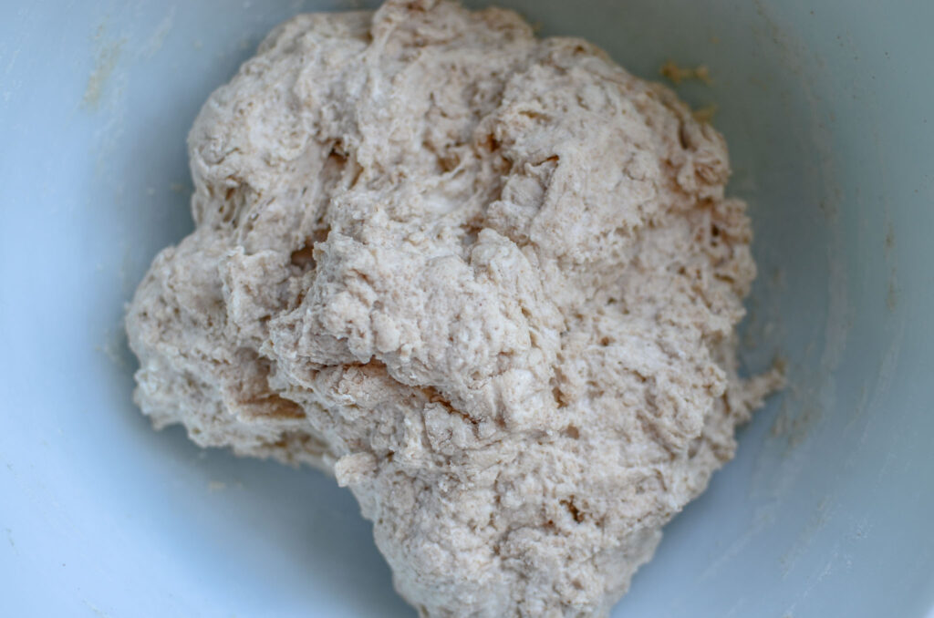 Seeded multigrain sourdough bread dough before the seeds have been added