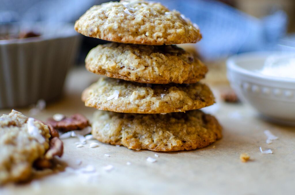 discard coconut pecan cookies stacked 4 high