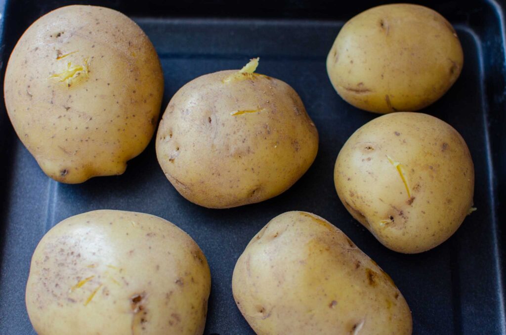 cooked potatoes cooling 