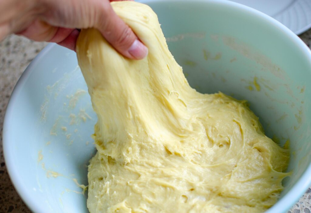 final stretch for homemade sourdough cinnamon rolls dough