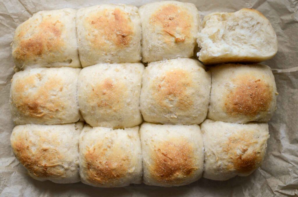 baked sourdough oatmeal dinner rolls