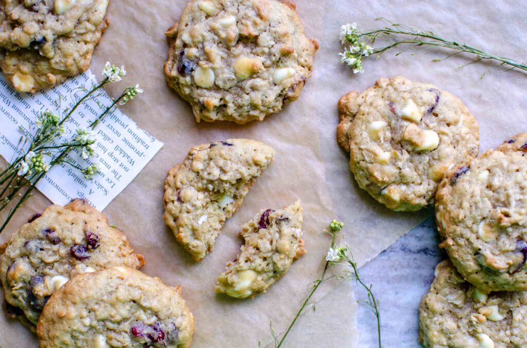 sourdough white chocolate craisin cookies 