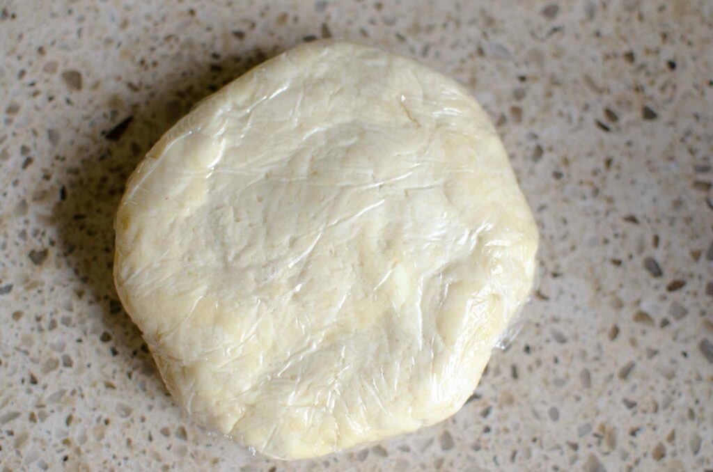 Wrapping sourdough pie crust in plastic wrap