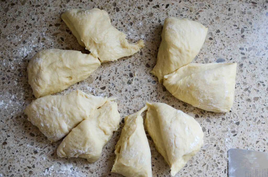 divided hamburger bun dough 