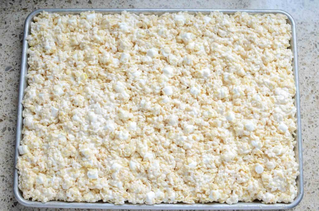 a pan of rice krispies treats