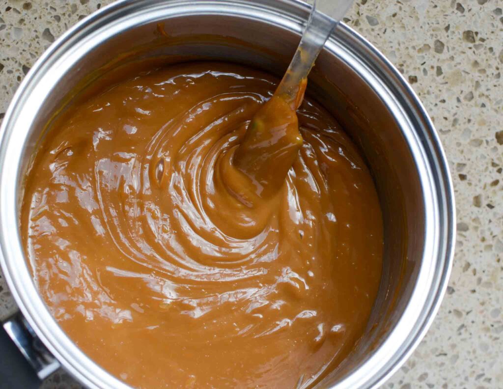 smooth dulce de leche in pan