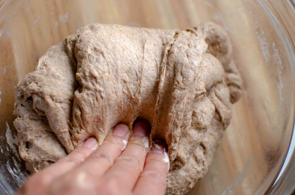 folding the dough over onto itself