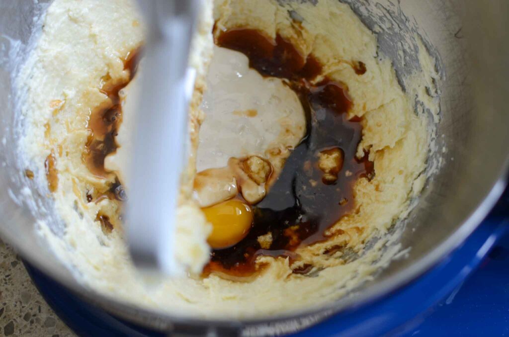 wet ingredients in stand mixer bowl 