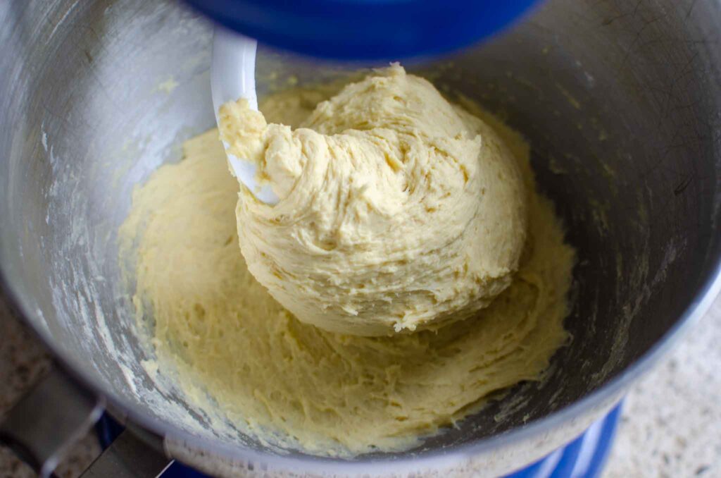 the pull-apart bread dough in a stand mixer