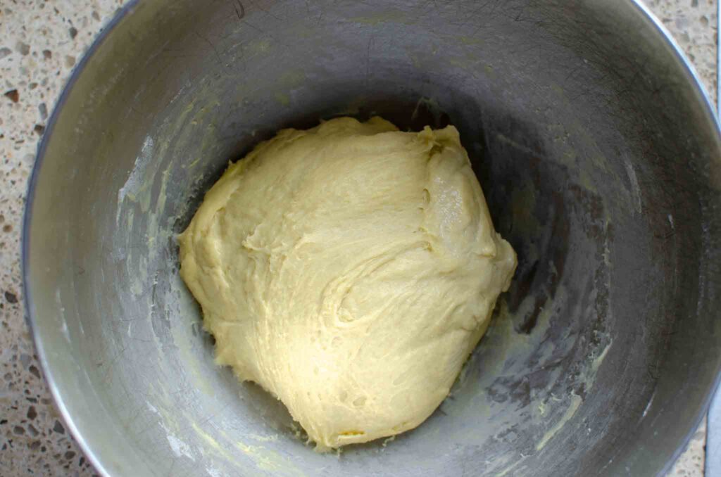 The pull-apart bread dough before its first rise