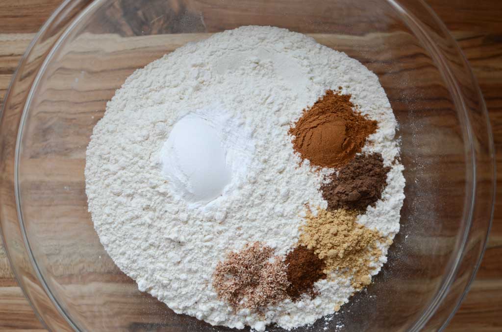 dry ingredients in a glass bowl