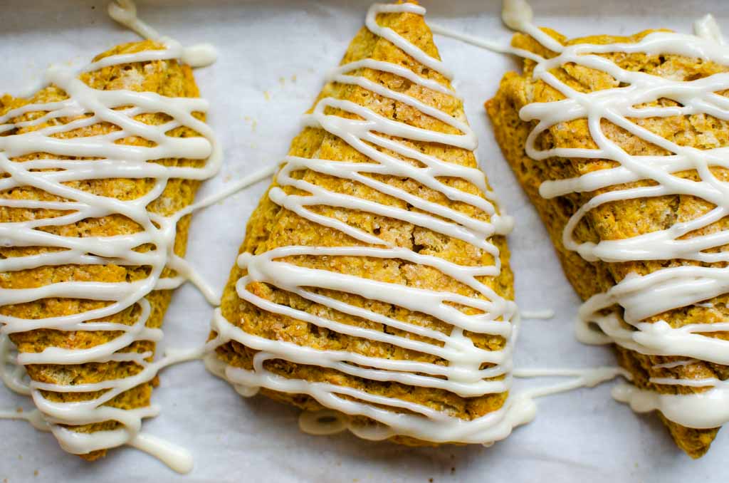 sourdough pumpkin scones with cream cheese glaze 