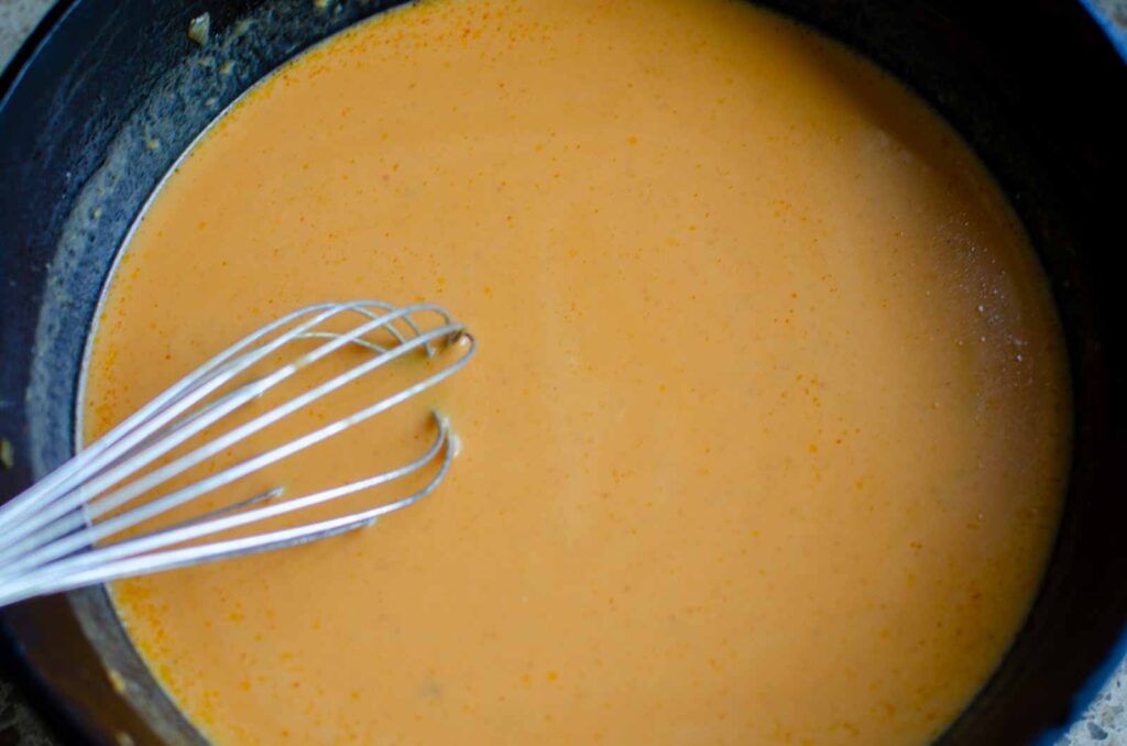 pumpkin sauce in pan