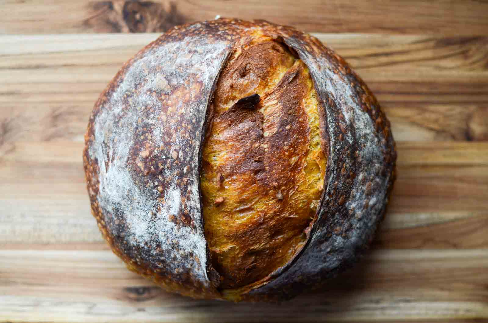 artisan pumpkin and pecan sourdough bread loaf