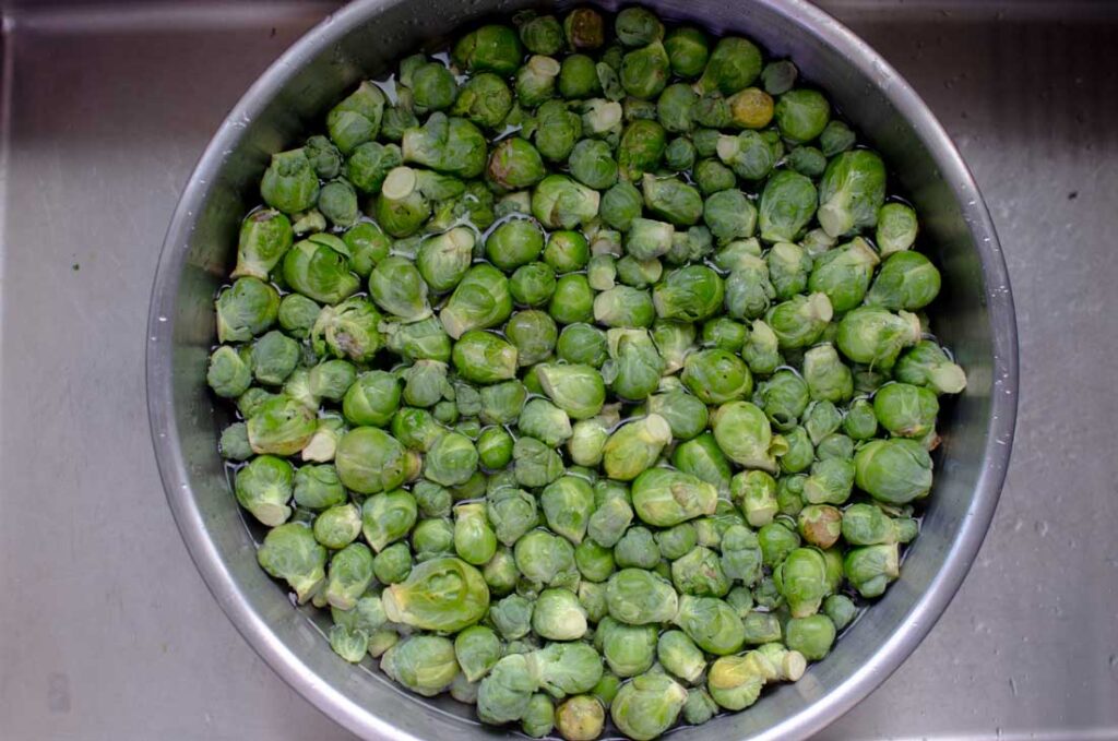 a large bowl of brussels sprouts