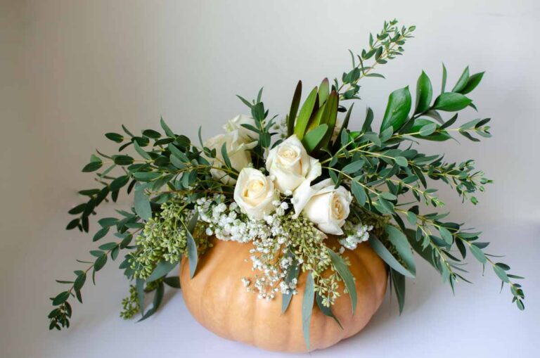 A pumpkin flower arrangement