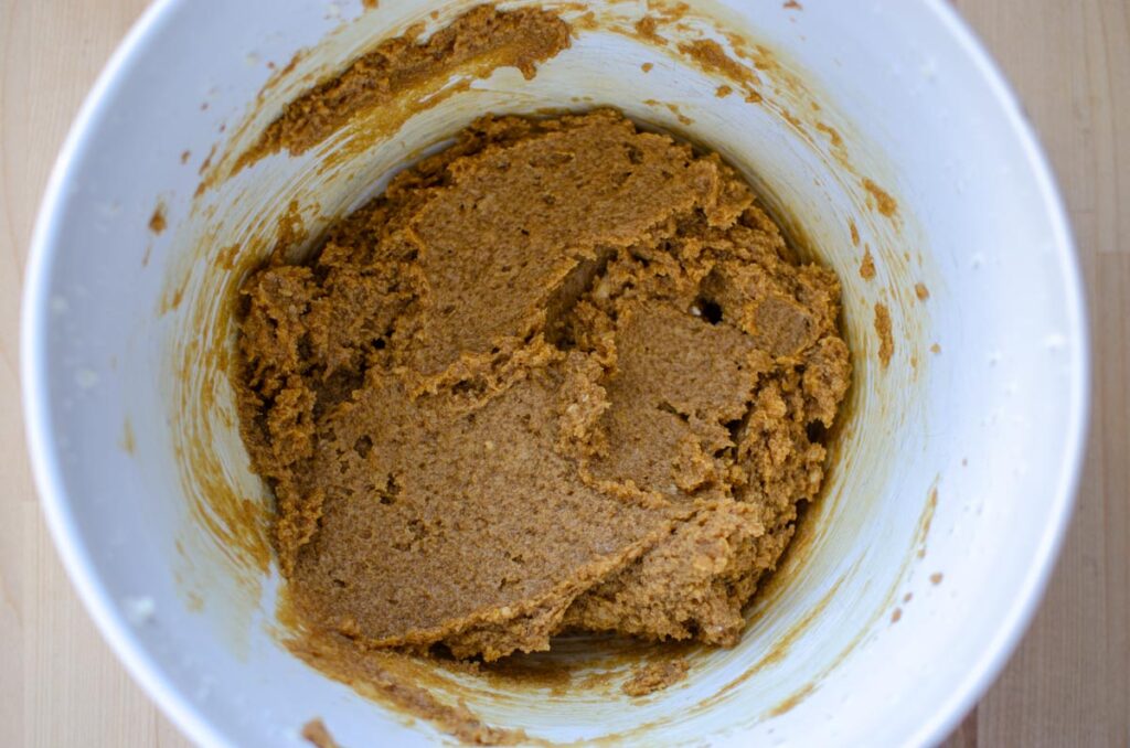 the sourdough molasses wet ingredients mixed together 