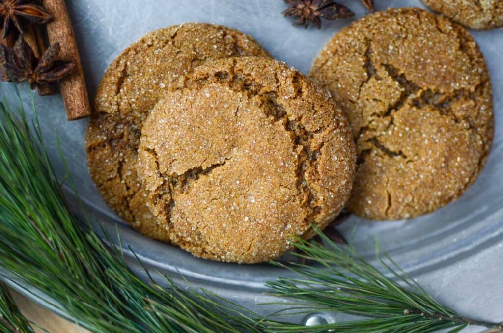 soft and chewy sourdough molasses cookies