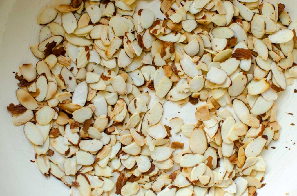 toasted almonds in a pan