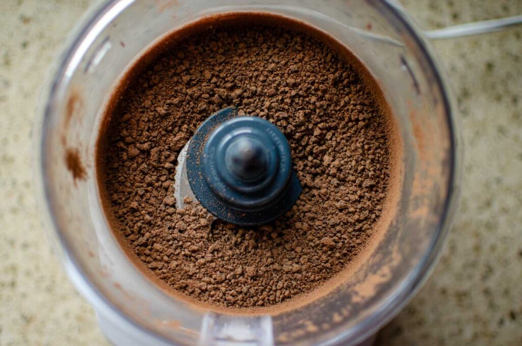 chocolate chopped finely in food processor