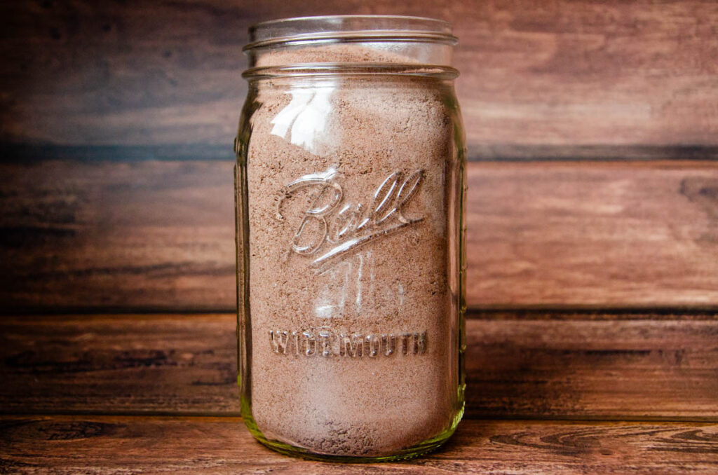 a jar full of hot cocoa mix