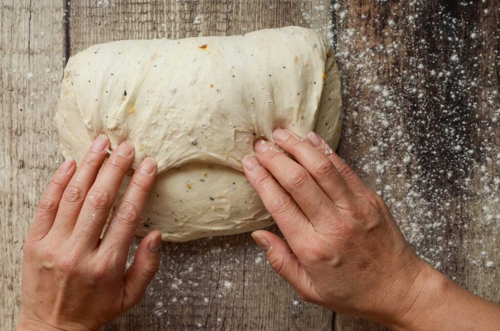 folding dough down