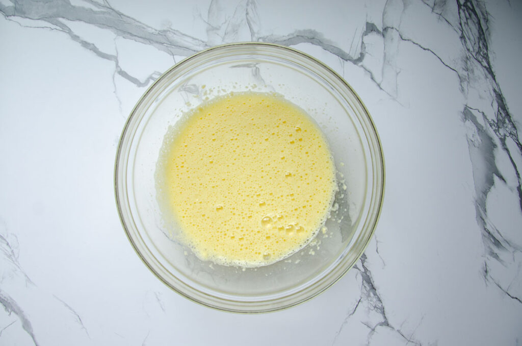 wet ingredients in a glass bowl