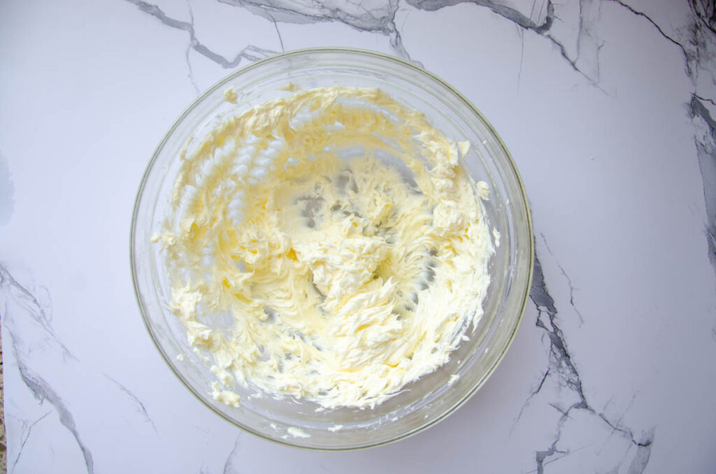 whipped butter in a glass bowl