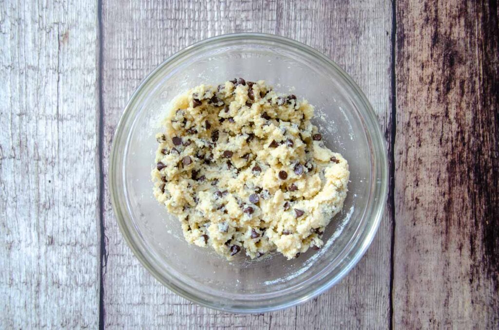 almond flour cookie dough in a glass bowl