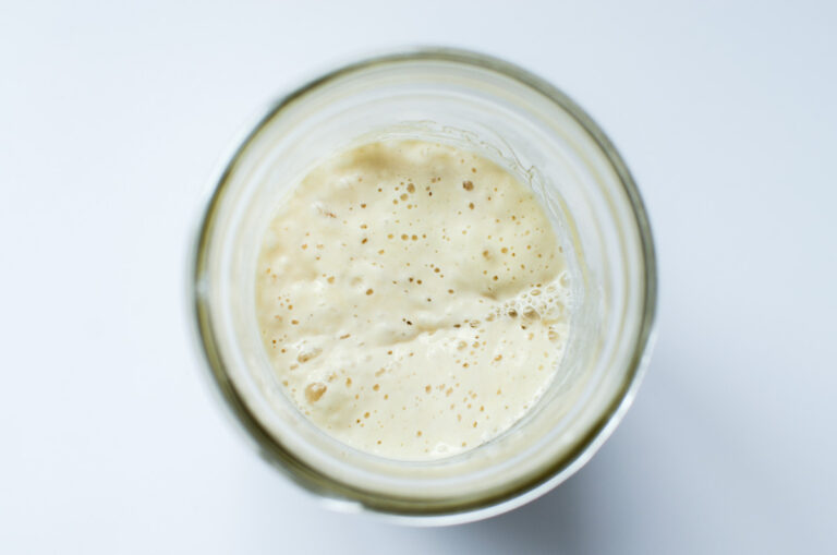 sourdough starter in a glass jar