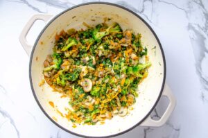 sauteed vegetables in a large pan