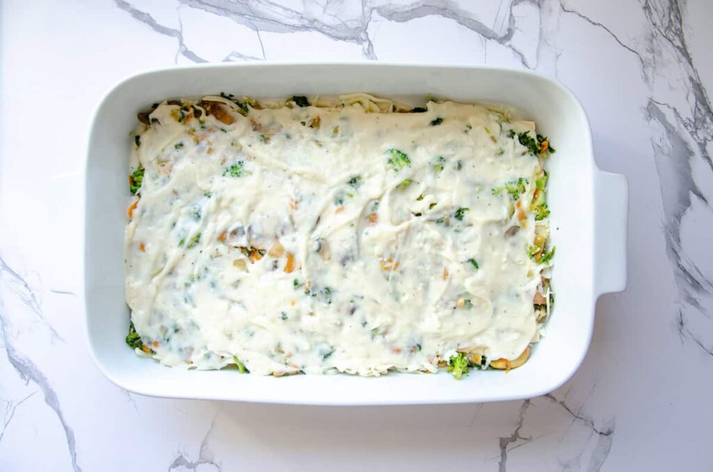 sourdough white sauce in baking dish