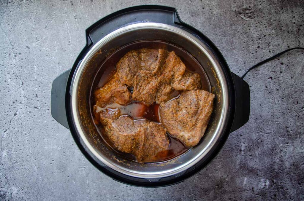 cooked Korean pork in an instant pot