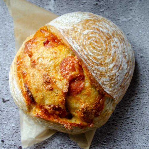 sourdough pepperoni bread loaf
