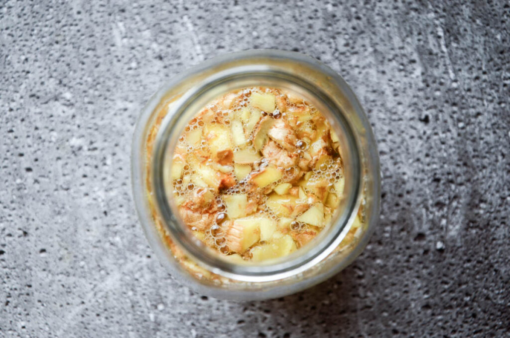 fermented ginger bug in a glass jar