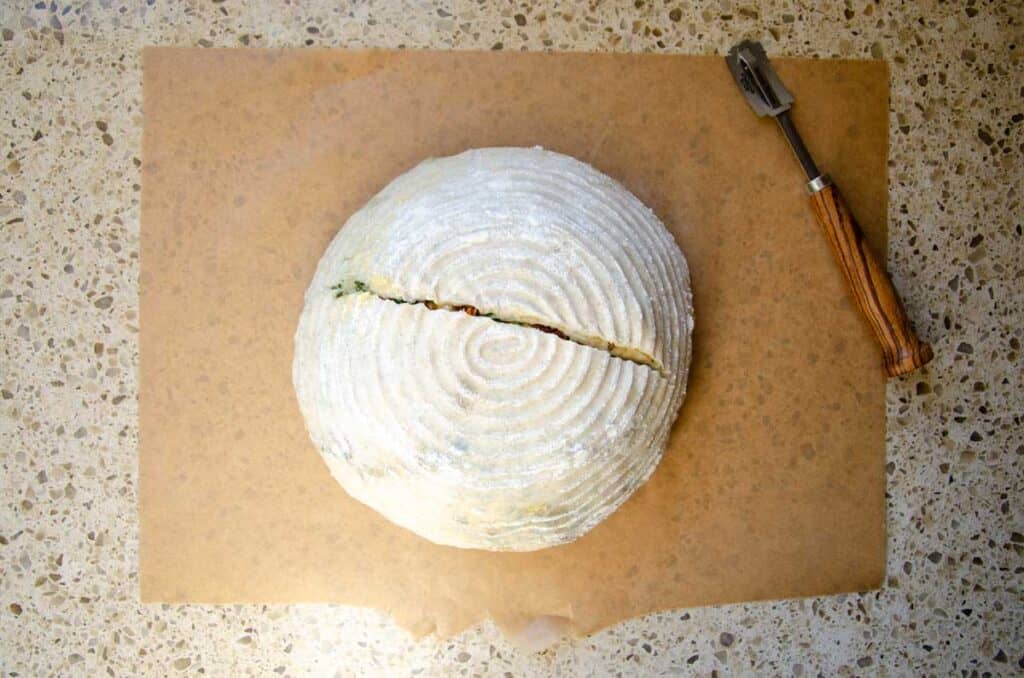 score the top of the bread dough