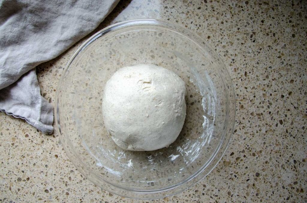 sourdough bread dough before bulk fermentation is done