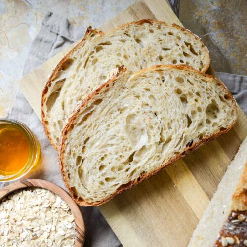 slices of sourdough honey oat bread
