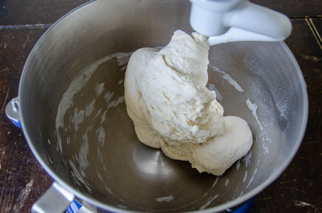 mixing sourdough sandwich bread dough