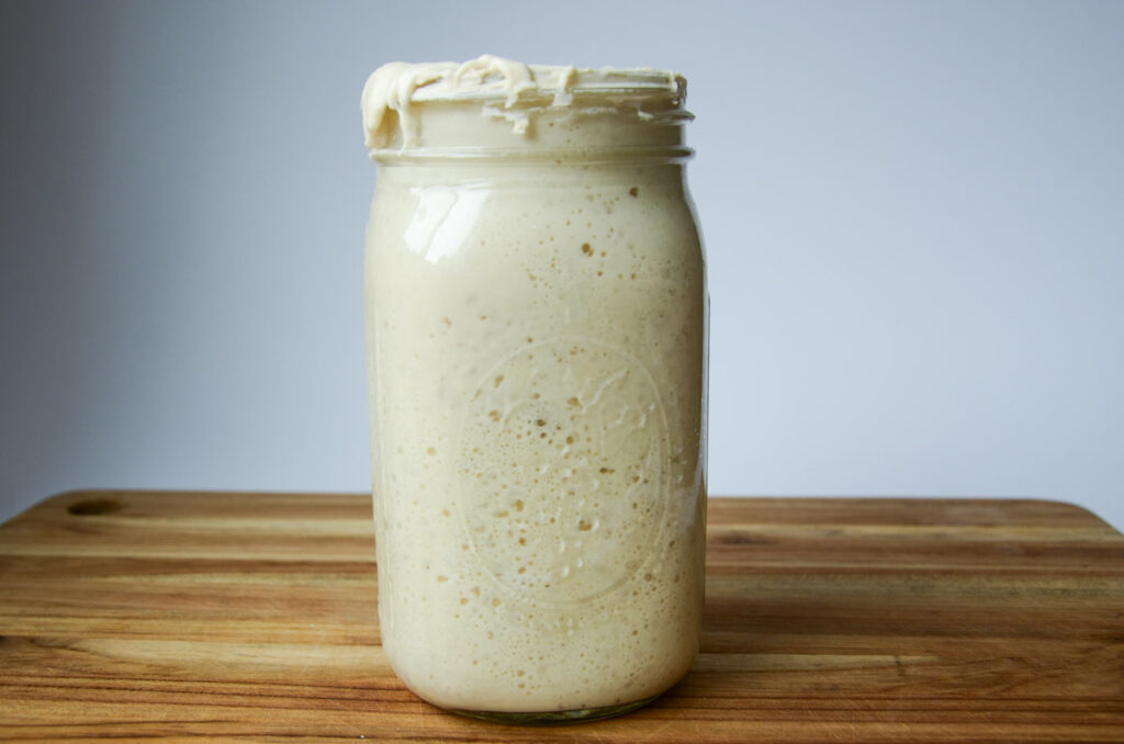 sourdough starter in a jar
