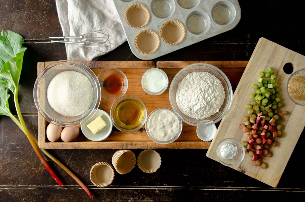 Sourdough rhubarb muffins ingredients
