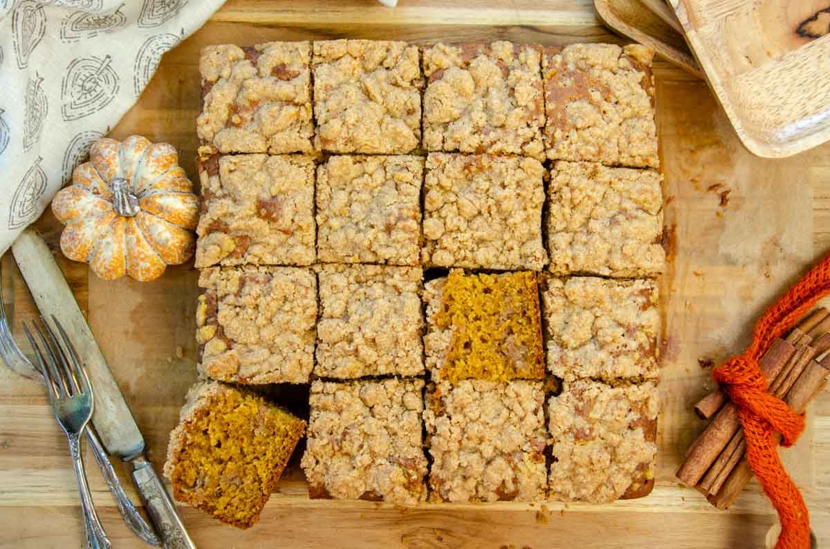 Sourdough Pumpkin Coffee Cake with Streusel Topping