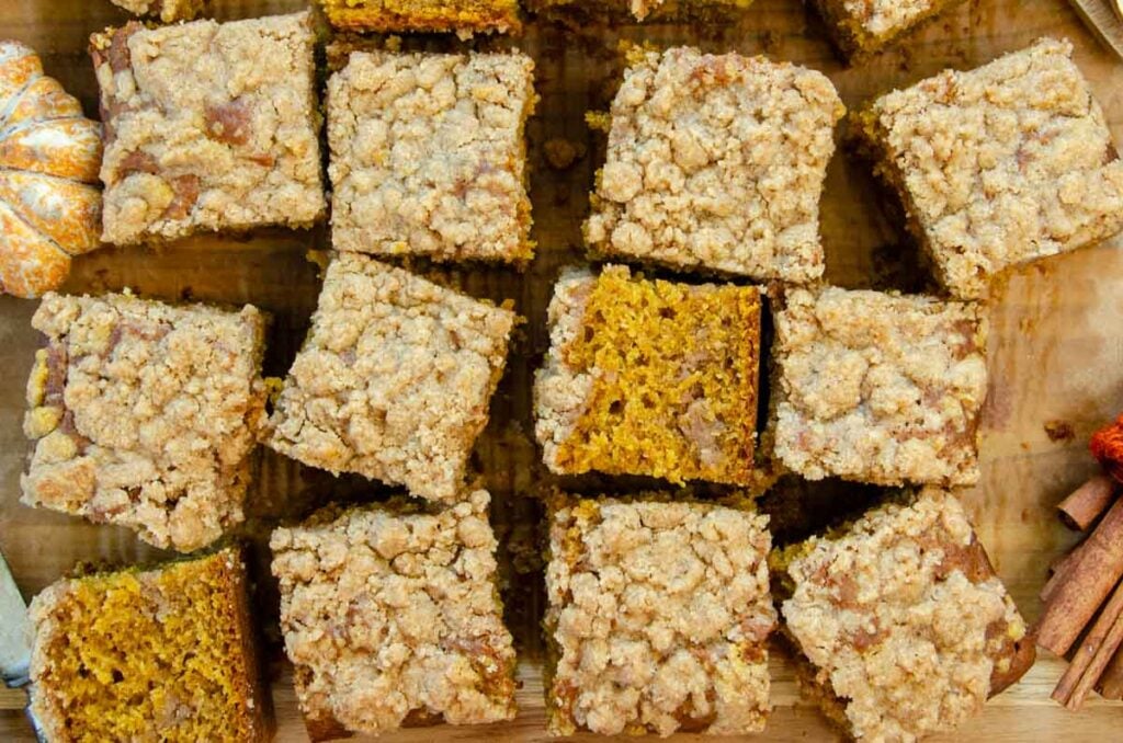 pieces of sourdough pumpkin coffee cake