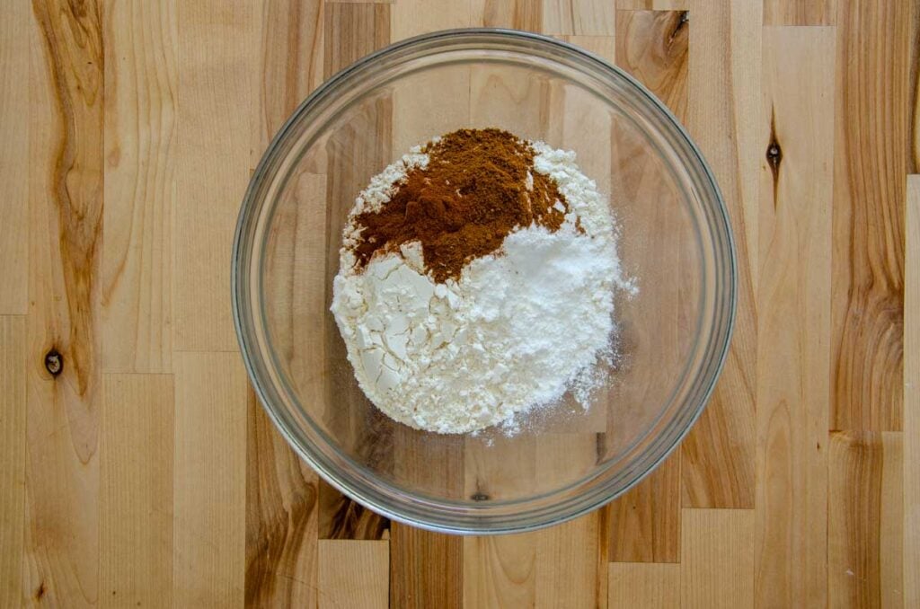 dry ingredients in a glass bowl